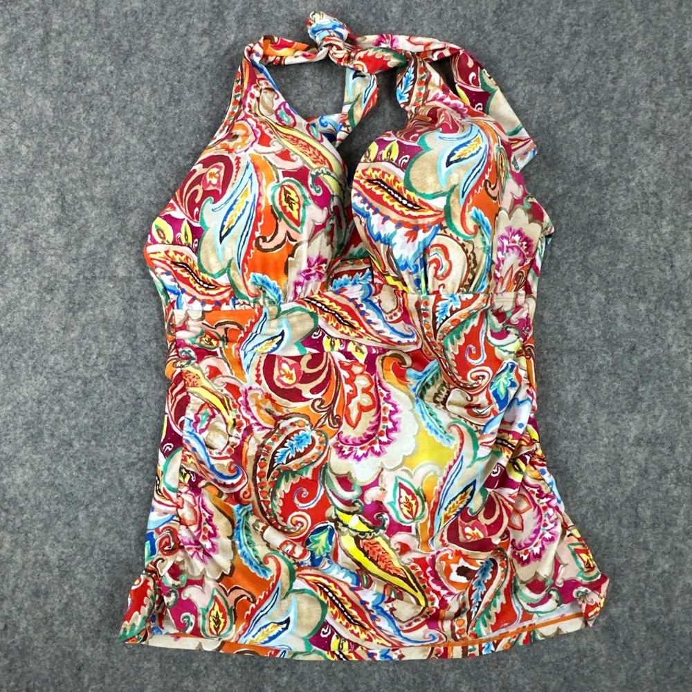 Lauren Ralph Lauren Swimwear Women 10 Multicolor Paisley Halter Tankini LR7DQ82